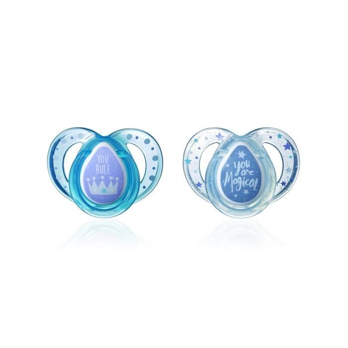 TOMMEE TIPPEE 2 Sucettes CTN Classique 6-18m (couleurs aléatoires - Rose/bleu/transparent)