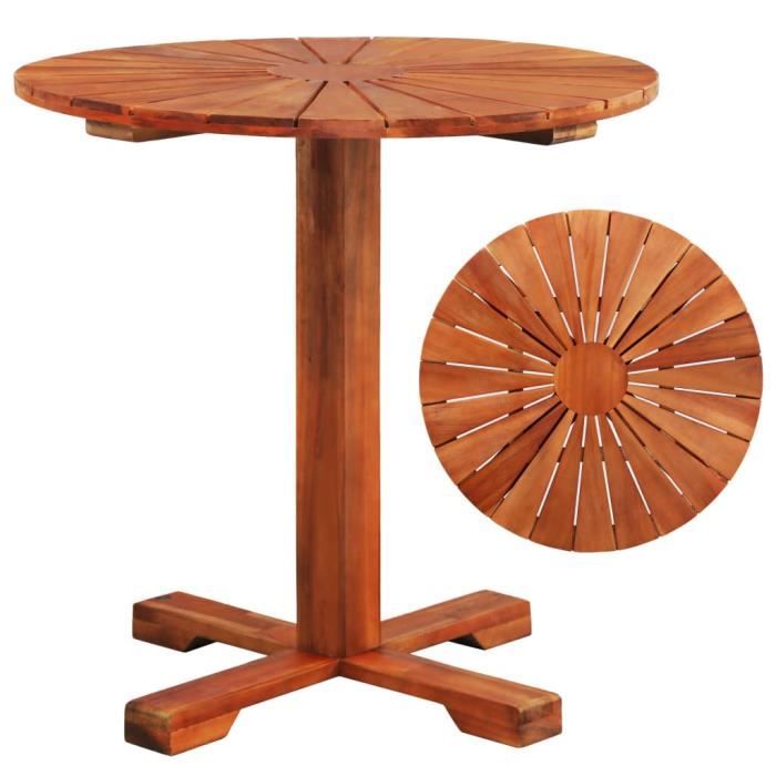 Table sur pied Bois d'acacia massif 70 x 70 cm Rond - Brun - Meubles de jardin - Tables d'extérieur - Brun - Brun