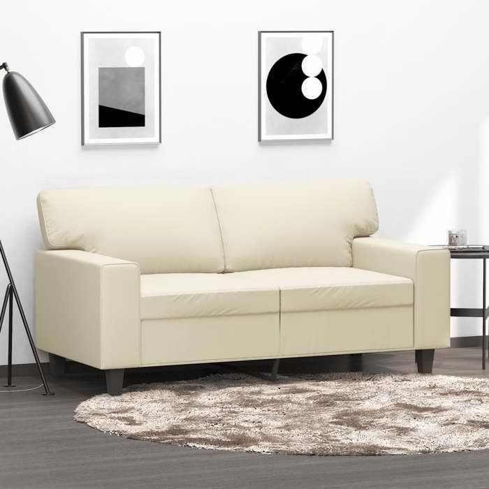 vidaXL Canapé 2 Places Crème 120 cm - vue 3