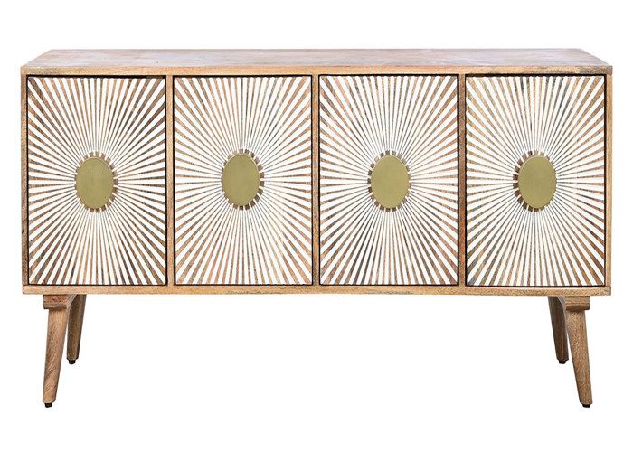 Meuble TV en bois de manguier coloris naturel blanc - longueur 145 x profondeur 40 x Hauteur 60 cm