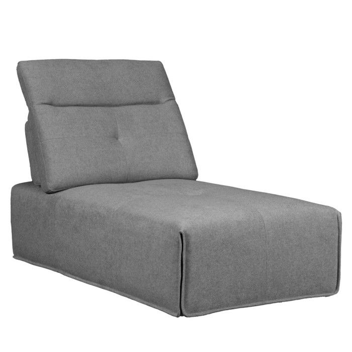 Méridienne en tissu gris avec dossier et appui-tête réglables - LIVING Meubletmoi Méridienne en tissu gris avec dossier et appui-tête réglables - LIVING Meubletmoi