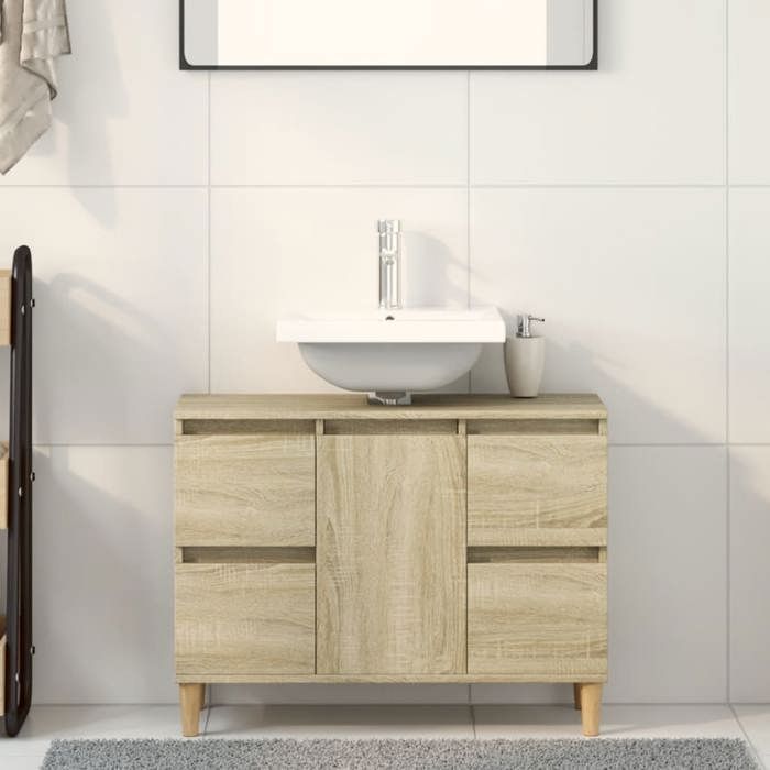 vidaXL Meuble dévier chêne sonoma 80x33x60 cm bois dingénierie armoire d’évier de salle de bain unité d’évier de salle 849665