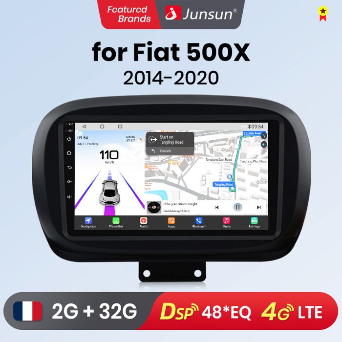 Autoradio Android 7" Pour Fiat 500 2007-2015 - CarPlay & Android Auto Sans Fil, GPS, Bluetooth, Caméra - 8 Cœurs - 2