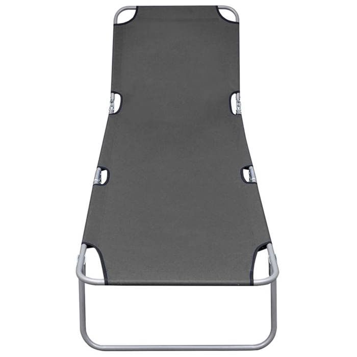Bain de soleil Transat de relaxation Chaise longue pliable avec dossier réglable Gris SQZR559475 - BELLE MAISON DECO