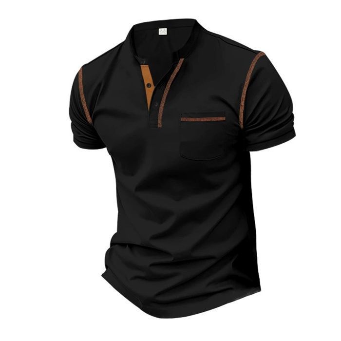 Polo Homme,Casual Polos Homme Patte de Boutonnage d'été,Polo Homme Manches  Courtes Sport Regular Fit Poloshirt-Noir