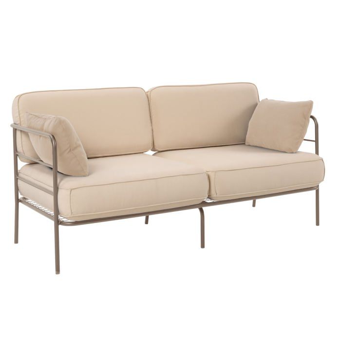 Canapé de jardin 2 places - PREGGEL - beige/ structure beige Canapé de jardin 2 places - PREGGEL - beige/ structure beige