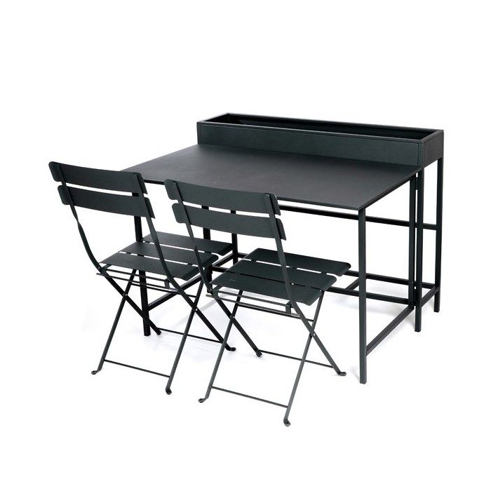Ensemble de jardin pour balcon - NATURE ET DÉCOUVERTES - Table avec jardinière intégrée - 2 chaises pliantes Ensemble de jardin pour balcon - NATURE ET DÉCOUVERTES - Table avec jardinière intégrée - 2 chaises pliantes