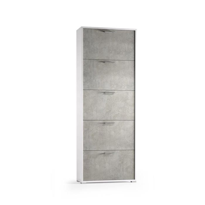 ARMOIRE À CHAUSSURES MINCE ET PEU ENCOMBRANTE AVEC PORTES EFFET BÉTON