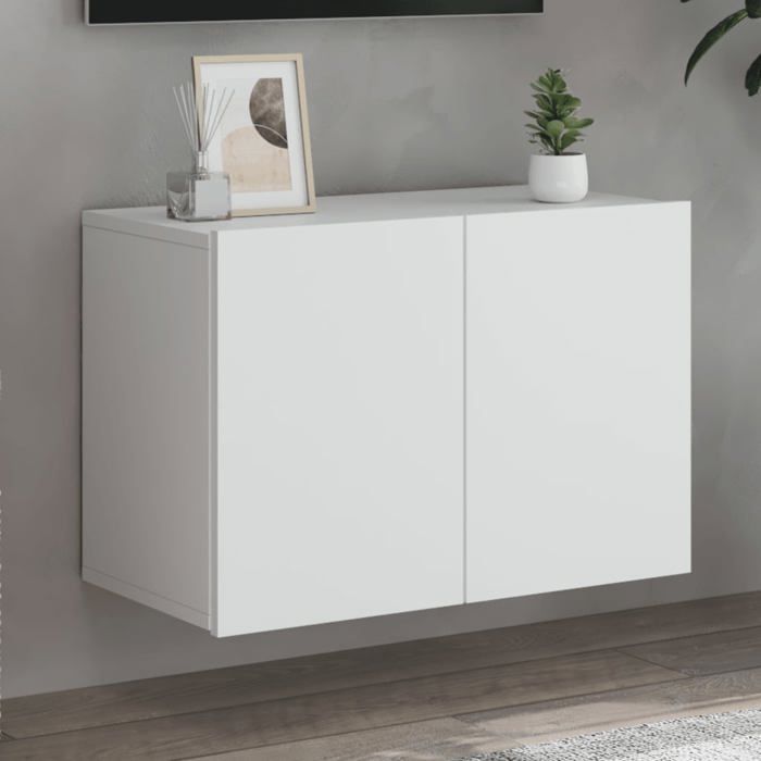 Clarence* Armoire de rangement - Meuble TVmural blanc 60x30x41 cm &Europ3661171