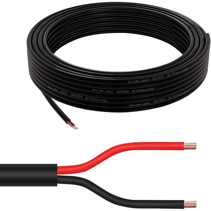 20 meter 14 AWG 2 x 2,0 mm² elektrische kabel, 2-aderige kabel 5 V/12 V/24 V/300 V stroomkabel, vertind koperen kabel, flexibel en zacht, lage impedantie, hoge temperatuurbestendigheid, verlengkabel 20 meter 14 AWG 2 x 2,0 mm² elektrische kabel, 2-aderige kabel 5 V/12 V/24 V/300 V stroomkabel, vertind koperen kabel, flexibel en zacht, lage impedantie, hoge temperatuurbestendigheid, verlengkabel