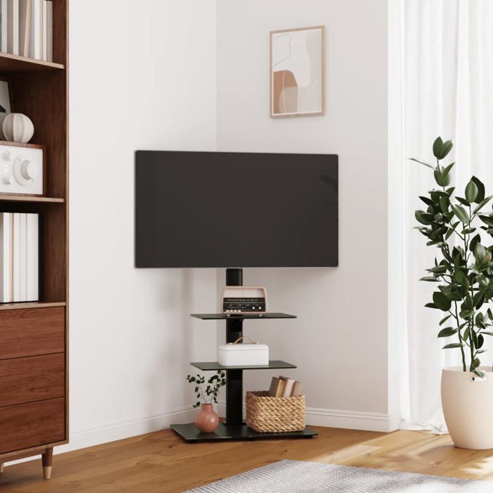 Meuble TV dangle - vidaXL - Noir - 3 niveaux - Pivotement 25° - Compatibilité VESA 200x200 à 600x400 mm