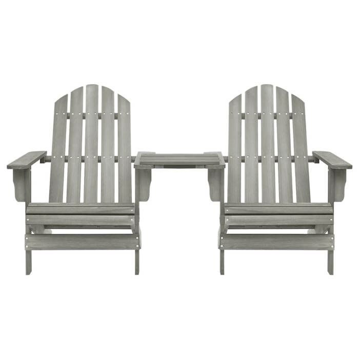 “Winter SaleTOP Chaise de jardin Gris - Chaises de jardin Adirondack avec table bois de sapin gris PRO63769