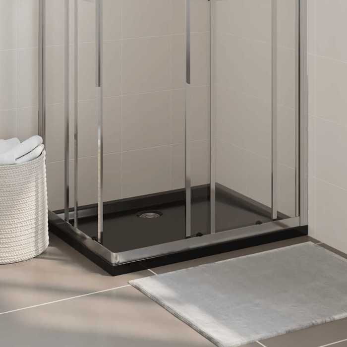 Receveur de douche rectangulaire - Happiness - ABS renforcé - Noir - 70x90 cm - Seuil bas - Ouverture de vidange 9 cm