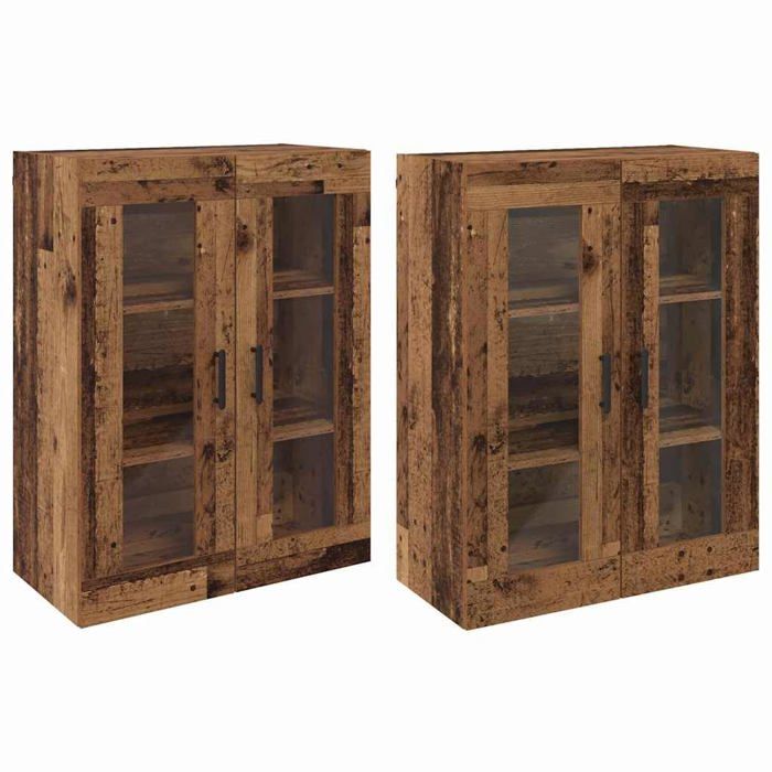 Armoire murale en bois dingénierie - vidaXL - Bois ancien - 69 5 x 34 x 90 cm - Portes en verre