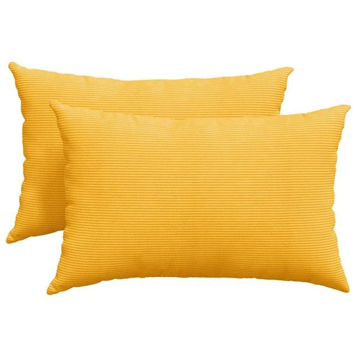 Coussins de canapé en velours côtelé - vidaXL - Jaune clair - 60x40 cm - Housses amovibles - Rembourrage polyester