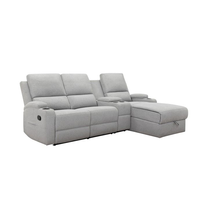 Dallas-canapé Dangle 3 Places Avec Rangement droit En Tissu Gris Clair Dallas-canapé Dangle 3 Places Avec Rangement droit En Tissu Gris Clair