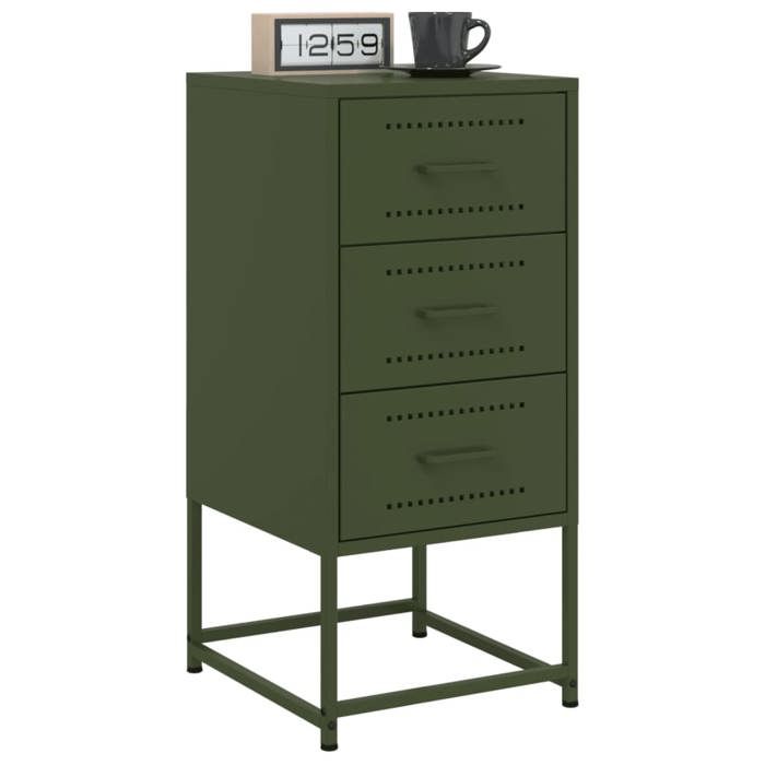En PromotionTables de chevet(Lot de 2) - ABOTT@Tables d’Appoint/Table de nuit - vert olive 36x39x78cm acier 357631