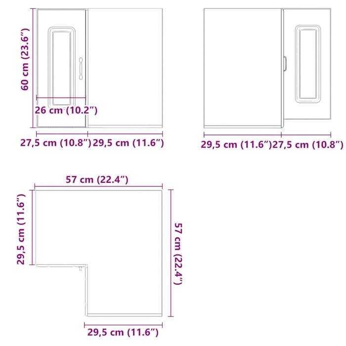 Remise 2026®Caisson haut cuisine Brun - Meuble mural dangle de cuisine Kalmar - Chêne Marron - 926 9702636