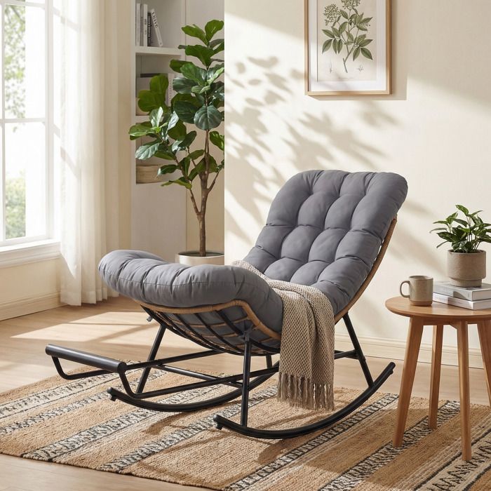 Fauteuil avec Repose-Pieds Extensible Coussin Amovible Structure en Acier Supporte 136 kg Gris Fauteuil avec Repose-Pieds Extensible Coussin Amovible Structure en Acier Supporte 136 kg Gris