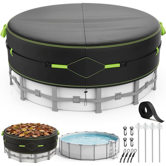 Bache Piscine Bâche Protection pour Piscine avec Bandes Réfléchissantes pour Piscines Hors-Sol Ø 304 pour Bassins 260-302 cm