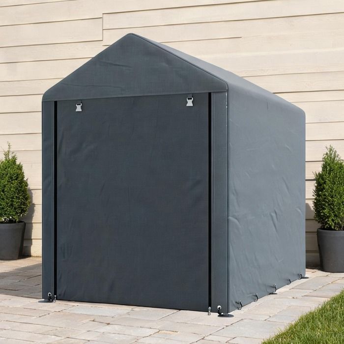 Abri de jardin spacieux 120 x 179 cm structure acier galvanisé bâche PE slate gray porte zippée