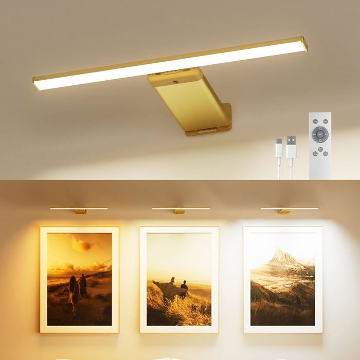 Applique murale rechargeable sans fil avec télécommande - 40 LED 12000 mAh 3 couleurs 5 niveaux - lot de 1