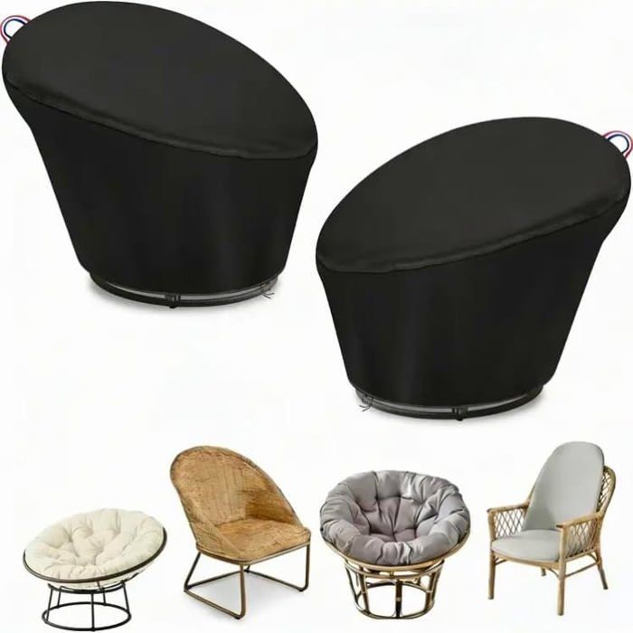 Lot De 2 Housses De Fauteuil Papasan-Imperméables-Résistantes Aux Uv-500D-Pour Fauteuil De Salon Fauteuil En Osier Meubles D[RD65]