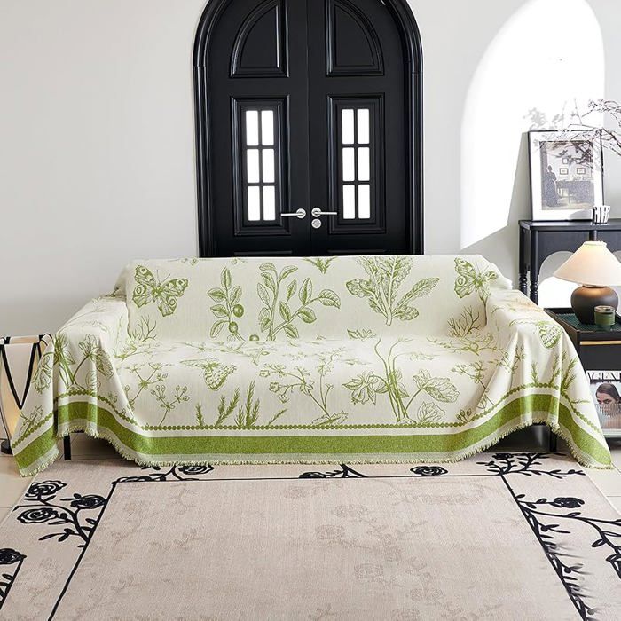 Jeté Canapé Multifonctionnel 180x380 cm Housse Canapé Grande Taille Protection Sofa Plaid Décoration Salon Vert v HOUSSE DE CANAPE