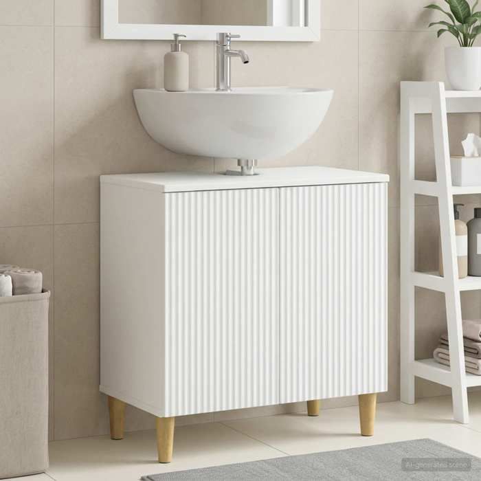 Magnifique Meuble sous Lavabo de Salle de Bain ARNHEM Blanc - Résistance à lhumidité &1321
