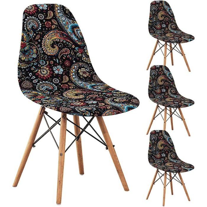 Housse Chaise Extensible Scandinave Lot 4 Protection Chaise Salle à Manger Cuisine Lavable Universelle Moderne M HOUSSE DE CHAISE