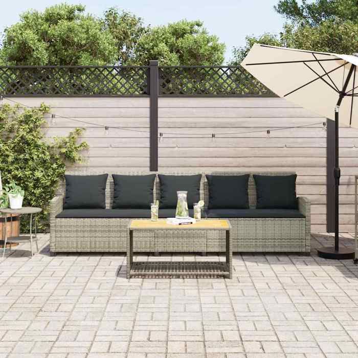 Elégance-Chic Canapé de jardin et coussins 5 places - gris clair - résine tressée - 280 x 68 5 x 87 5 cm - MEUBLE Terrasse & Bistro