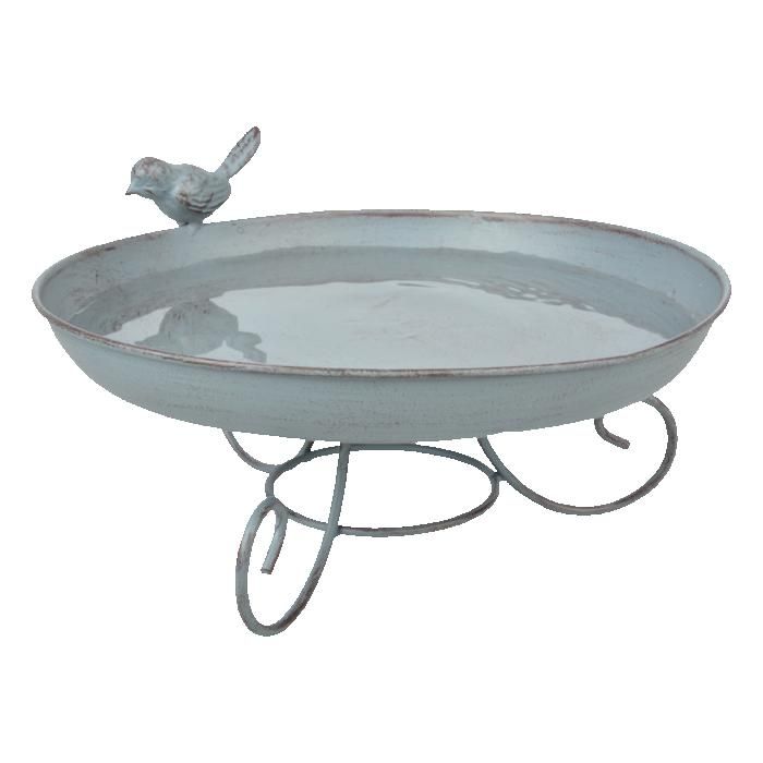Comparer les prix de Mangeoires d'extérieur - AC-DÉCO - Bain d'oiseau sur pied métal gris - D 21,7 x H 11,8 cm - Fer, fonte