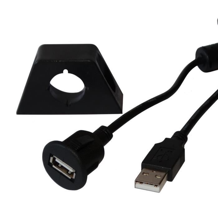 Prise rallonge à encastrer 2m USB Jack 3.5mm 4pin pour auto voiture utilitaire