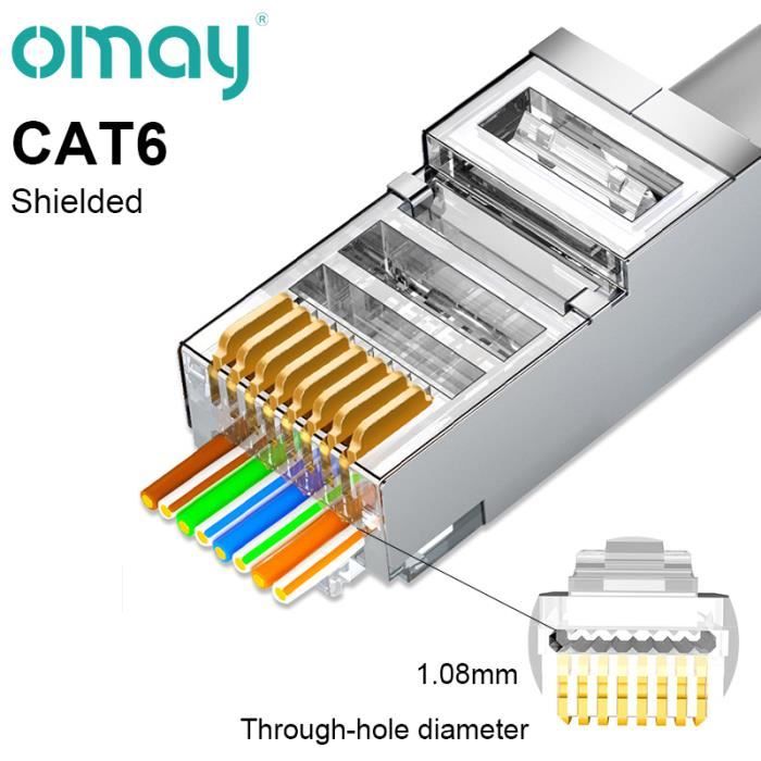 50pcs - Cat6 blindé - Connecteurs de réseau de prise modulaire de ...