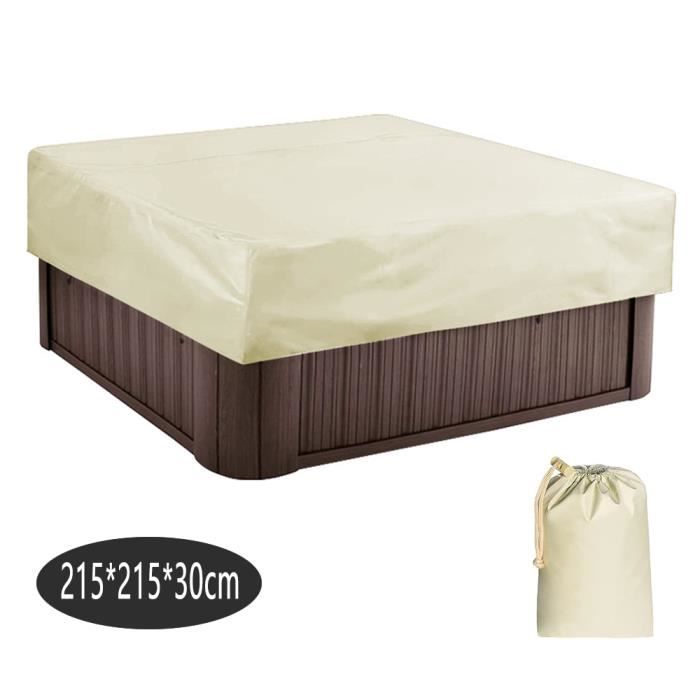 Couverture Carrée Baignoire Extérieure / Spa 231x231x30 Cm – Imperméable, Anti-UV, Anti-Neige Noir