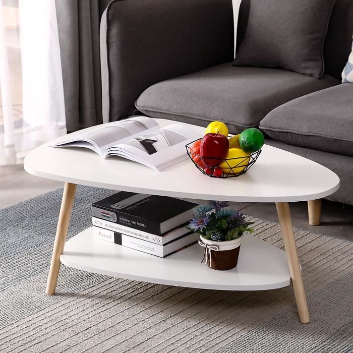 Ensemble De 2 Tables Basses, Ovale Et Ronde, Empilables, Aspect Marbre Acier 50 X 50 5 Cm Blanches 98686608