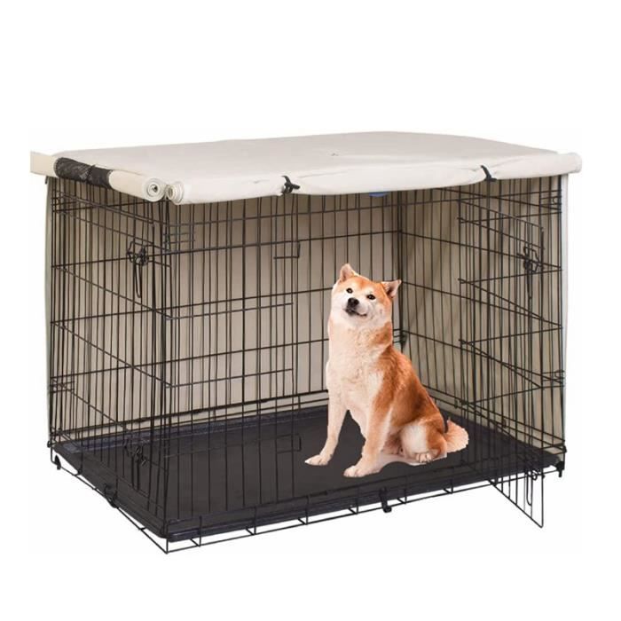 Tissu Oxford 210D Double Porte Housse Pour Cage A Chien Bache Cage Chien Cage Pour Chien Non Incluse (Abricot 79 X 50 X 53cm)