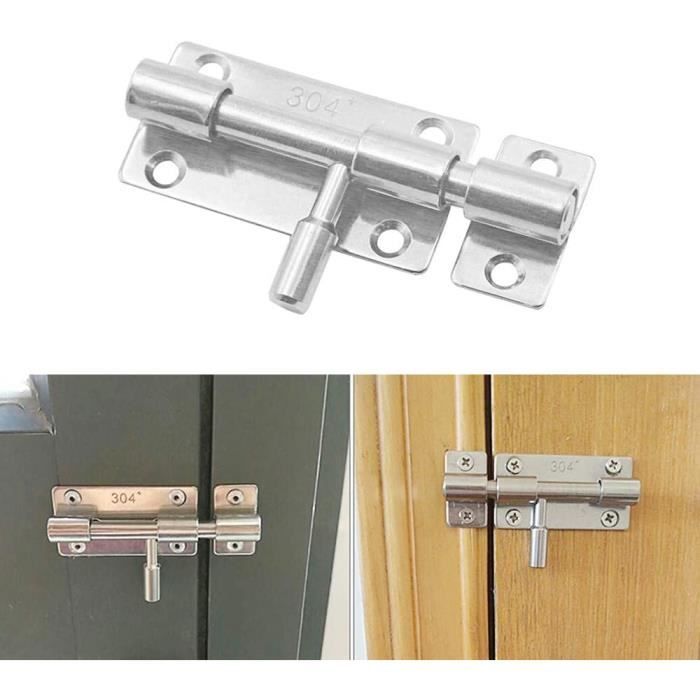 Targette De Porte Coulissante En Acier Inoxydable 304 - Longueur 15 Cm, Trou Pour Cadenas, 4 Clés, Noir - Pour Portail, Garage, Fenêtre, Abri De Jardin - 4