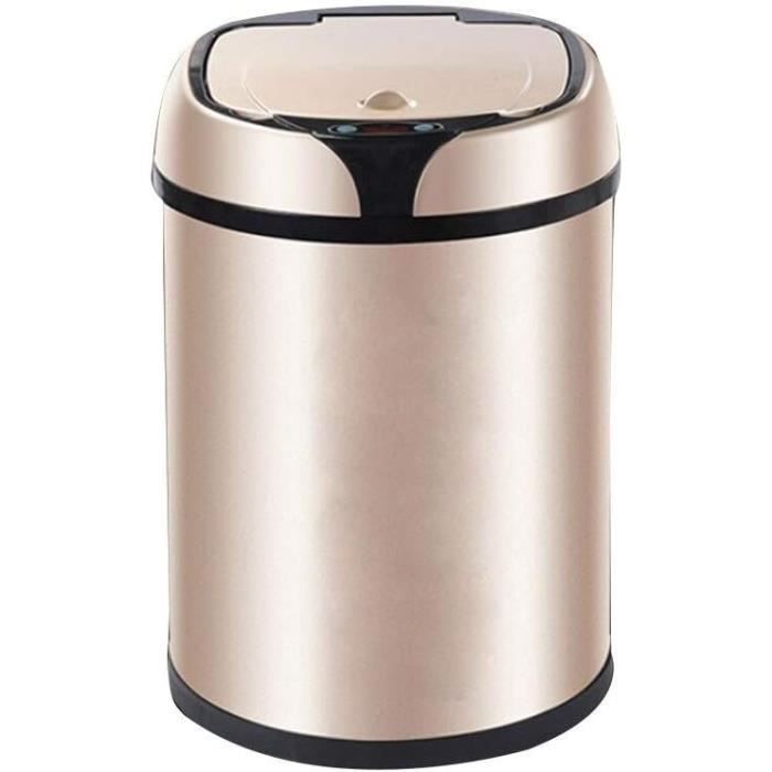 Poubelle De Bureau Dorée - 21,3x25 Cm, Avec Anneau De Serrage Pour Sac | Idéale Pour Chambre, Salon, Salle De Bain