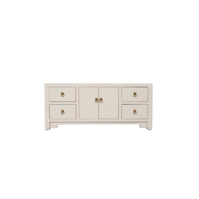 Meuble TV Chinois Moonshine Grège - Fine Asianliving - L 106 x P 45 x H 46 cm - Laqué - Salon - Bois massif