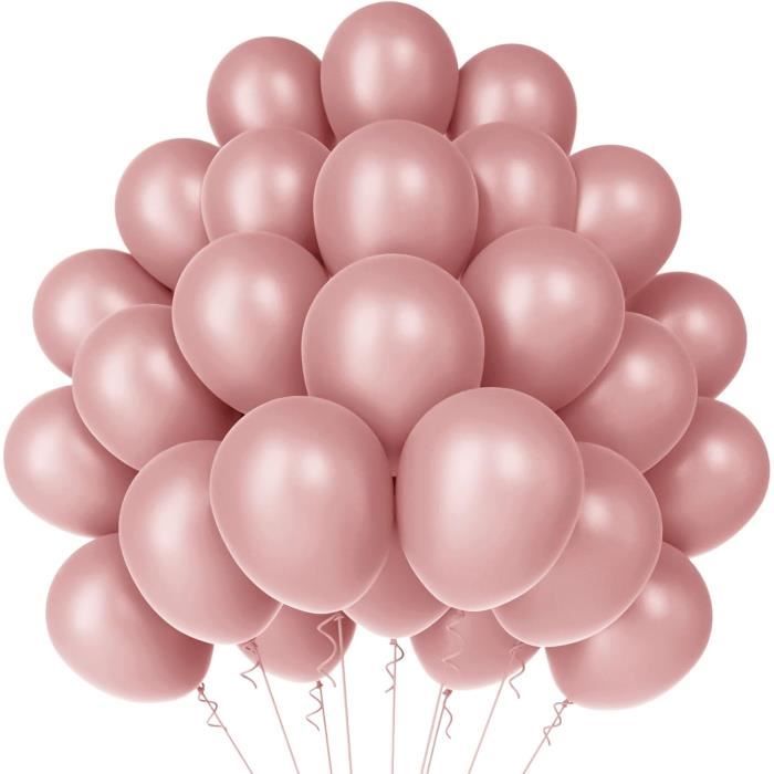 Rose Ballon Helium, 100pcs Ballon Anniversaire Rose Gonflable pour