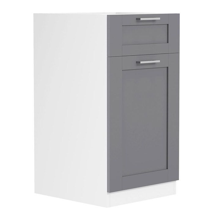 Colura meuble bas de cuisine 40 cm 1 porte 1 tiroir gris anthracite blanc.