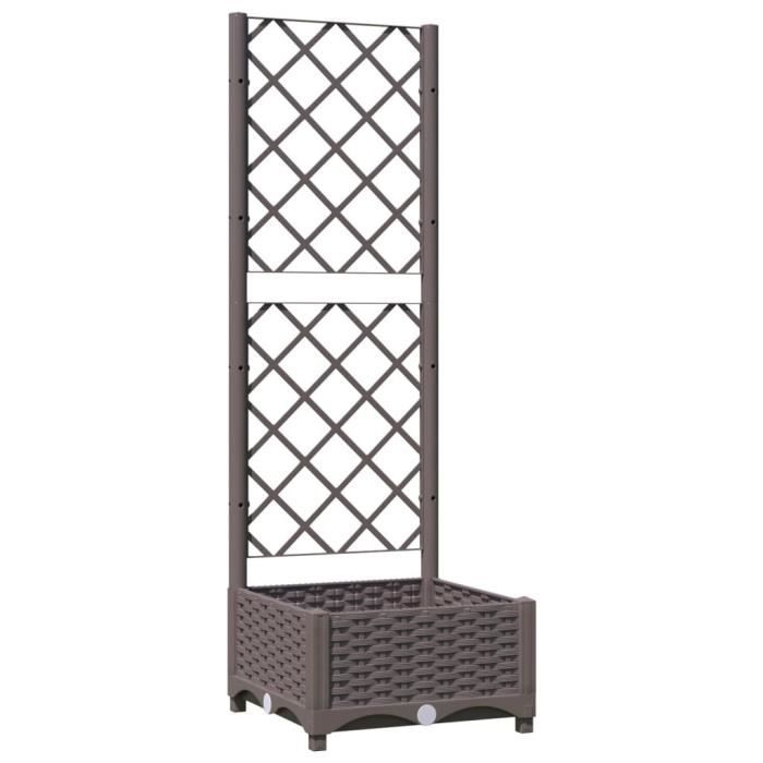 Jardinière - Marron - 40x40x1215 cm - Treillis intégré - PP résistant aux intempéries - Rectangulaire