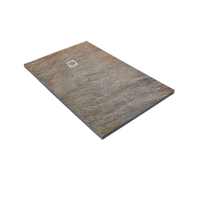 Receveur de douche - U-TILE - 180 x 90 cm Haute densité aspect pierre naturelle 902 avec grille excentrée