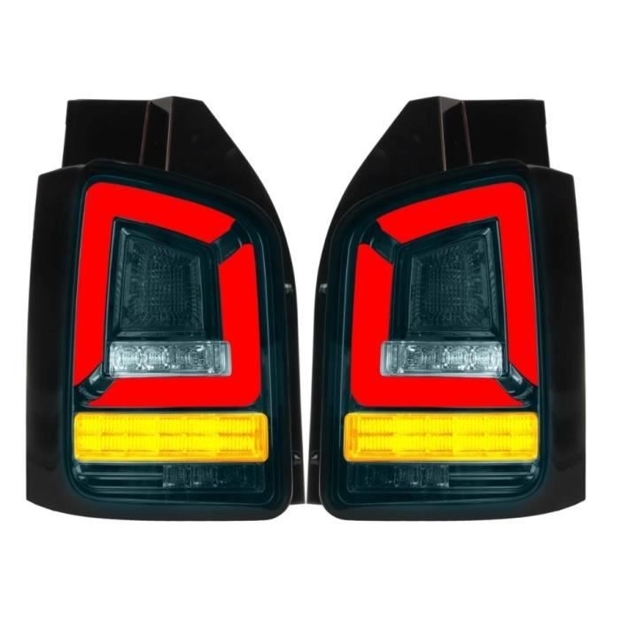 2 FEUX ARRIERE NOIR A LED POUR VW T5 TRANSPORTER MULTIVAN PHASE 2 DE 10/2009 A 04/2015
