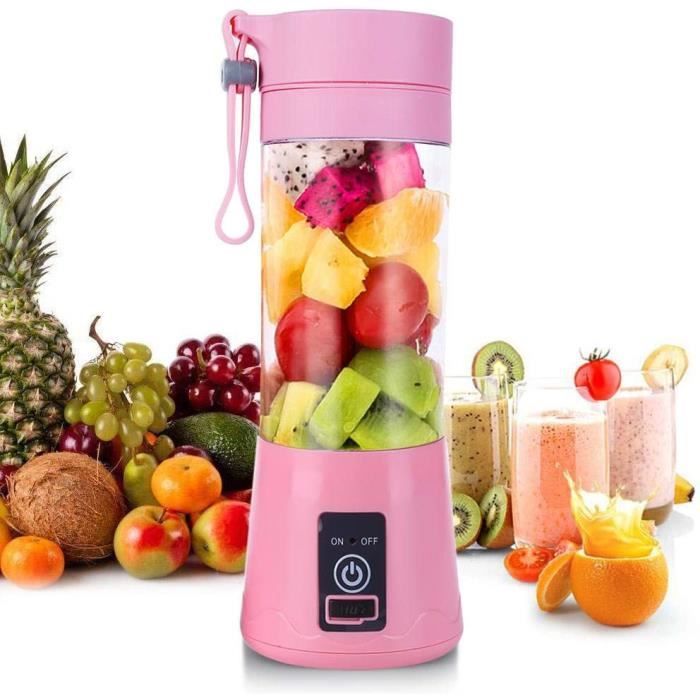 NZHK Blender personnel mixeur portable pour smoothies et shakes Machine de mixage à fruits électrique à six lames 380 ml USB r[1227]