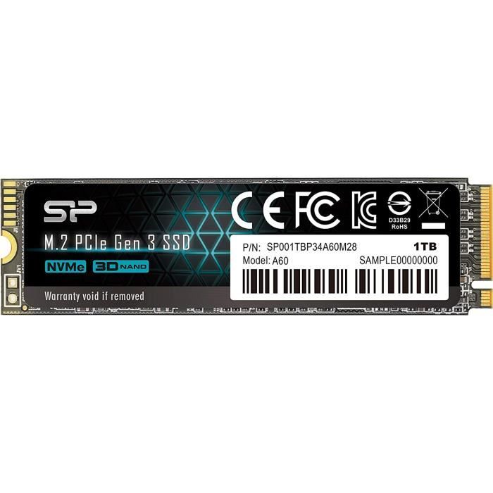 SSD Interno Silicon Power PCIe M.2 NVMe 1TB Gen3x4, Lettura 3400MB/s, Scrittura 3000MB/s