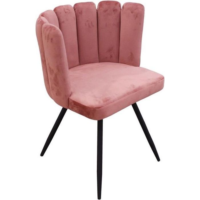 chaise velours ariel rose autres rose