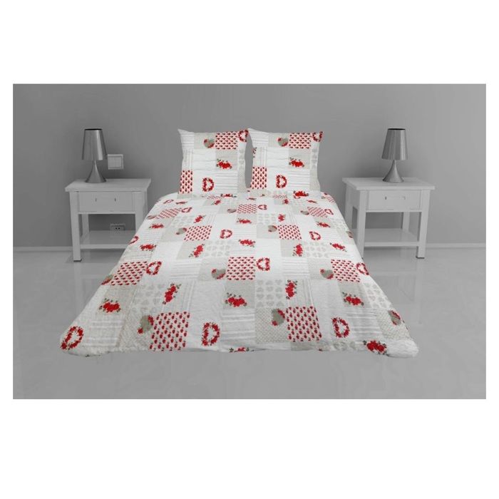 EDEN Couvre lit microfibre + taies 240 x 260 cm coeur alie