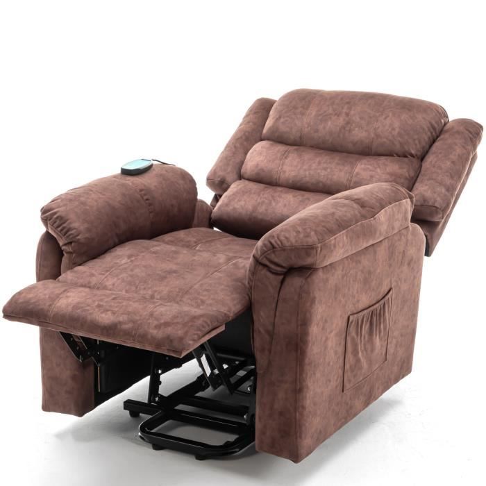 fauteuil massant électrique - dreammespace - fortuna lai - marron - cadre en métal noir - 86x95x110cm